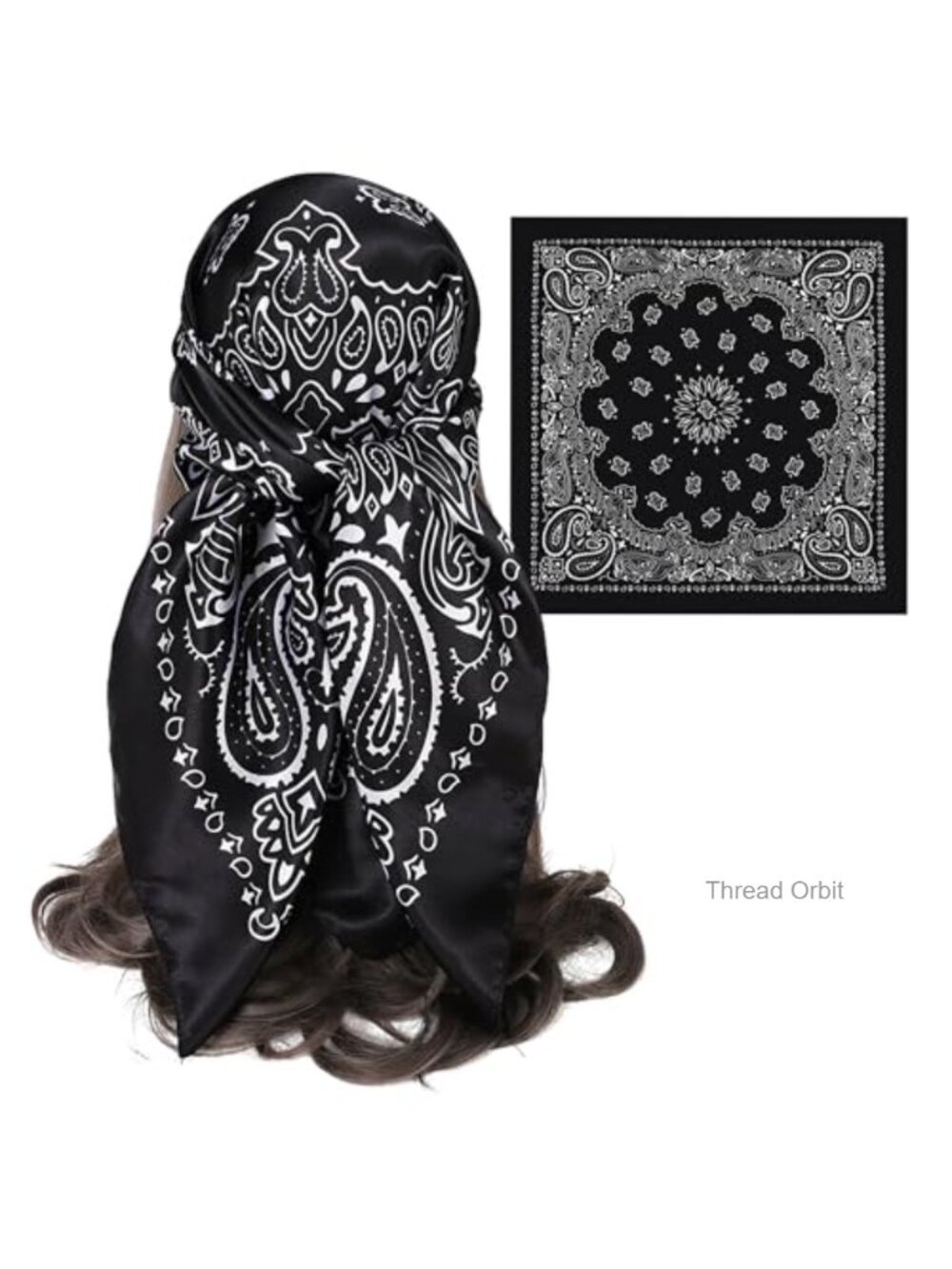 Satin Square Bandana 35in Silky Large Head Scarf Wrap